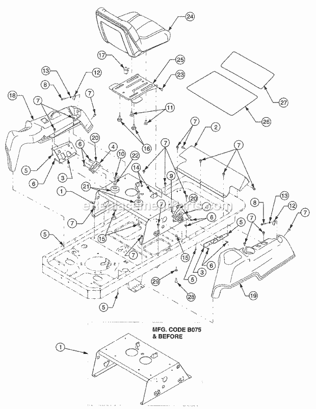 Operator's Platform Diagram and Parts List for RZT50 17BA5A7P712, 17BA5A7P710, 17BA5A7P709 Cub Cadet Lawn Mower